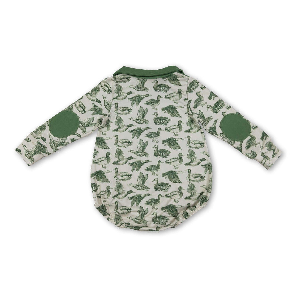 Long sleeves green duck baby boy fall romper