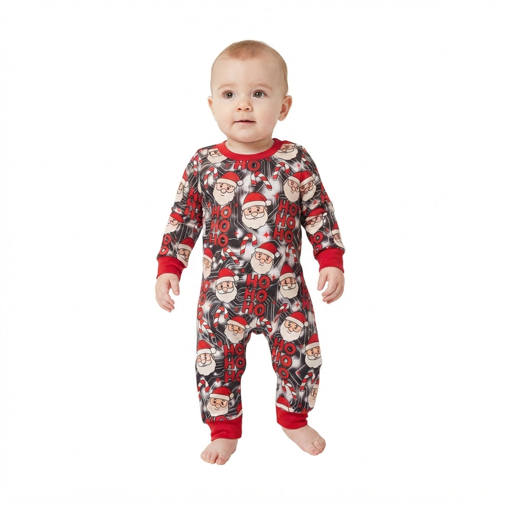 Red long sleeves ho ho ho santa baby Christmas romper