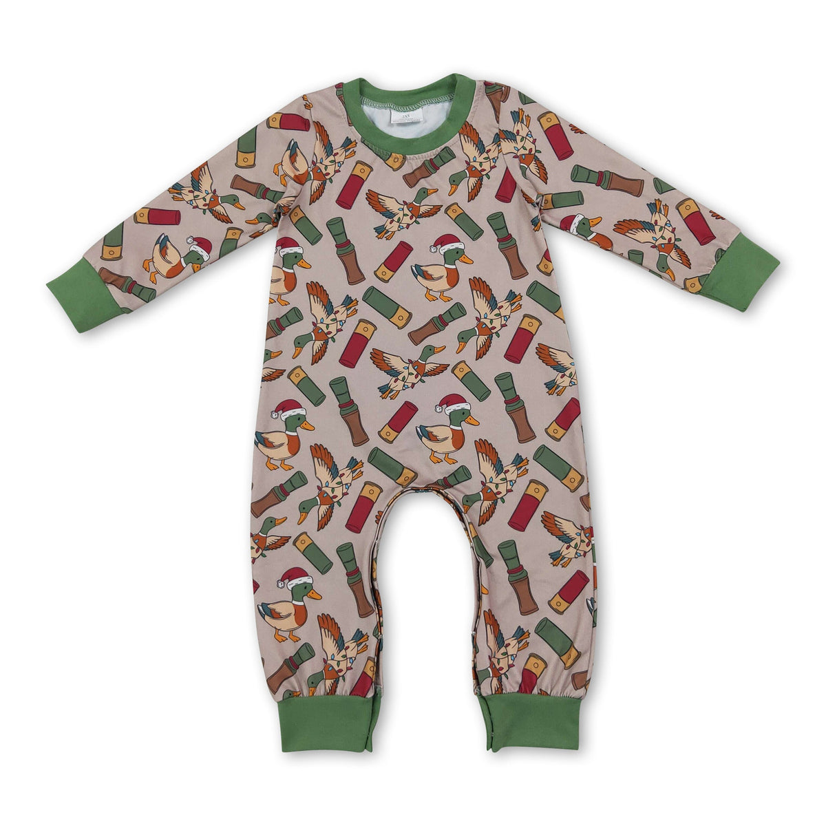Long sleeves Christmas duck call baby boy romper