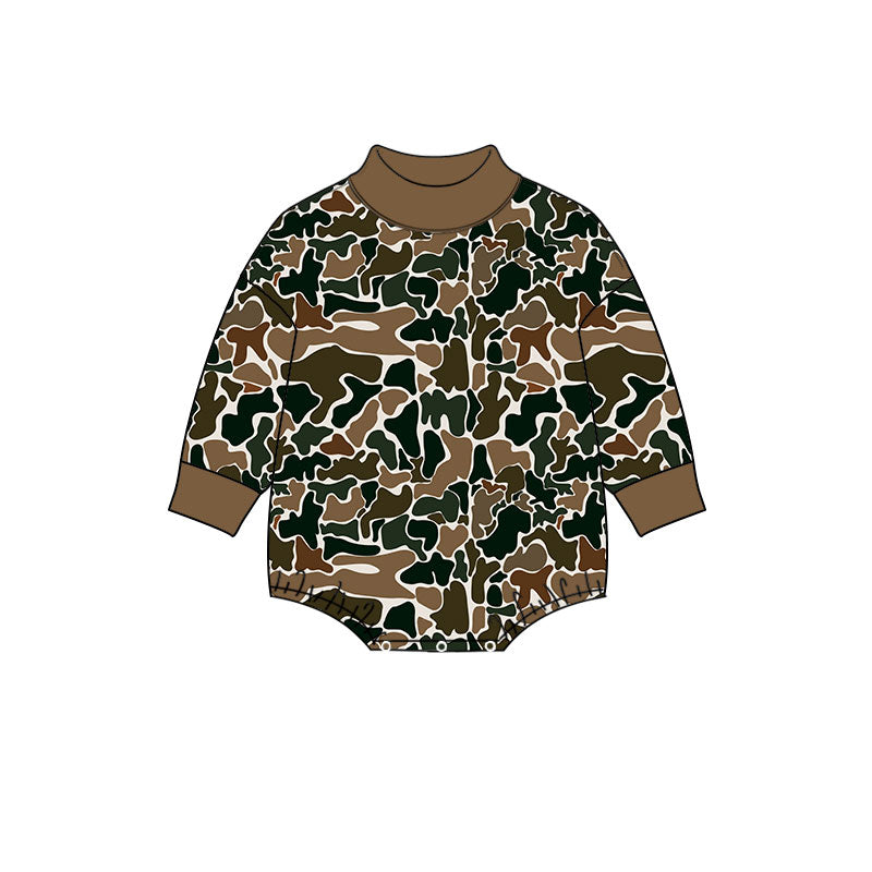 Long sleeves brown camo baby kids fall romper
