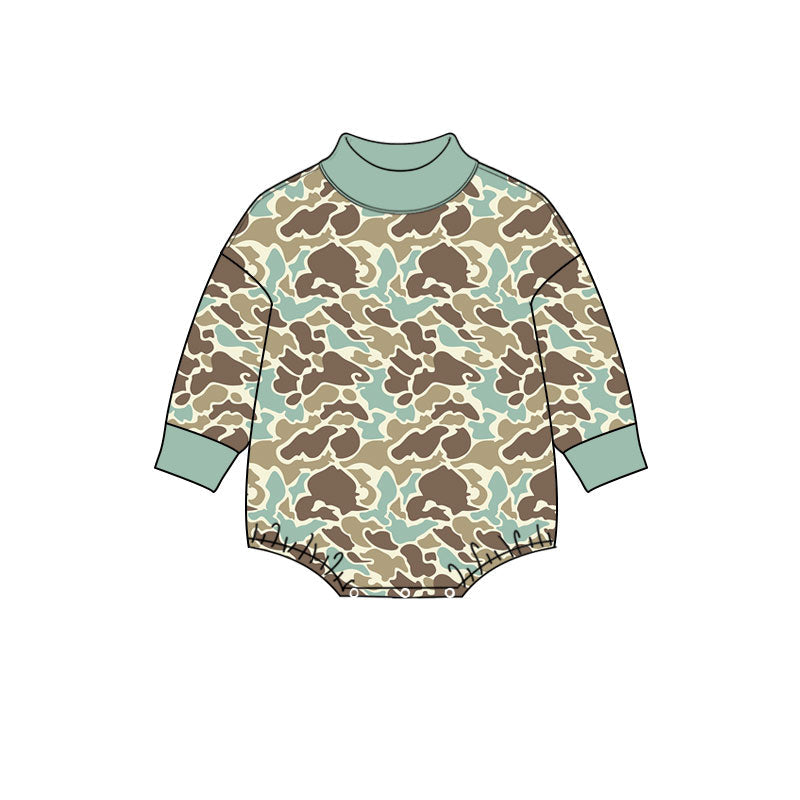 Long sleeves mint camo baby kids fall romper