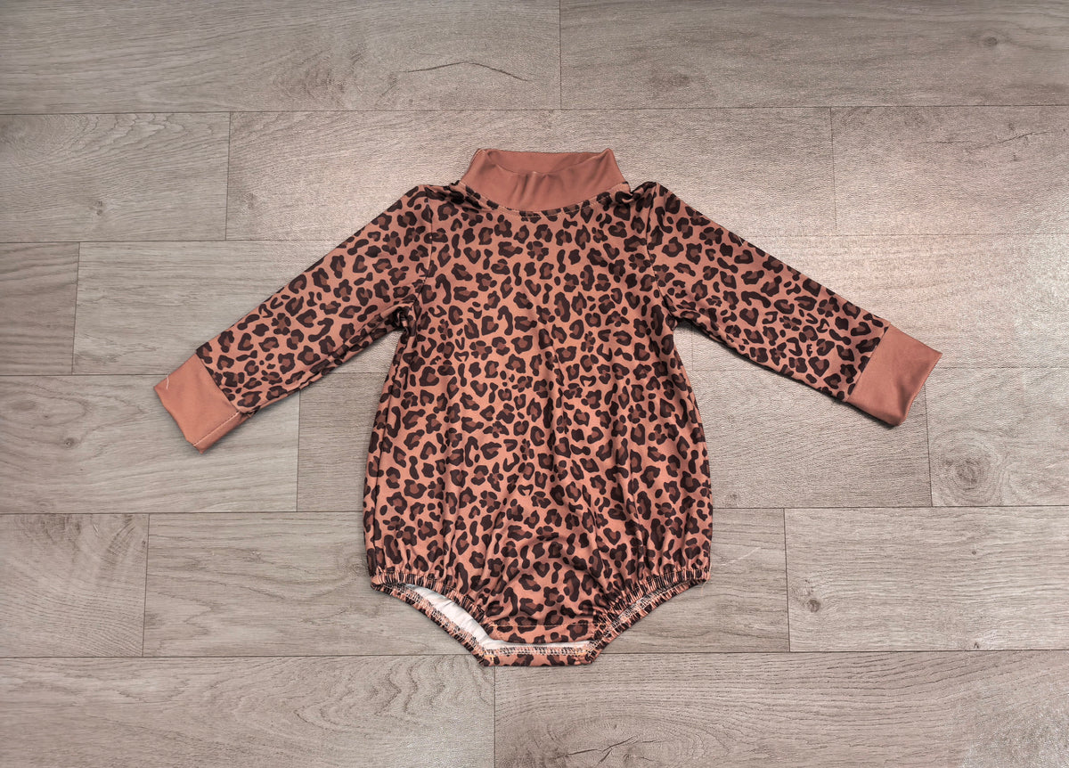 Long sleeves leopard baby girls fall romper
