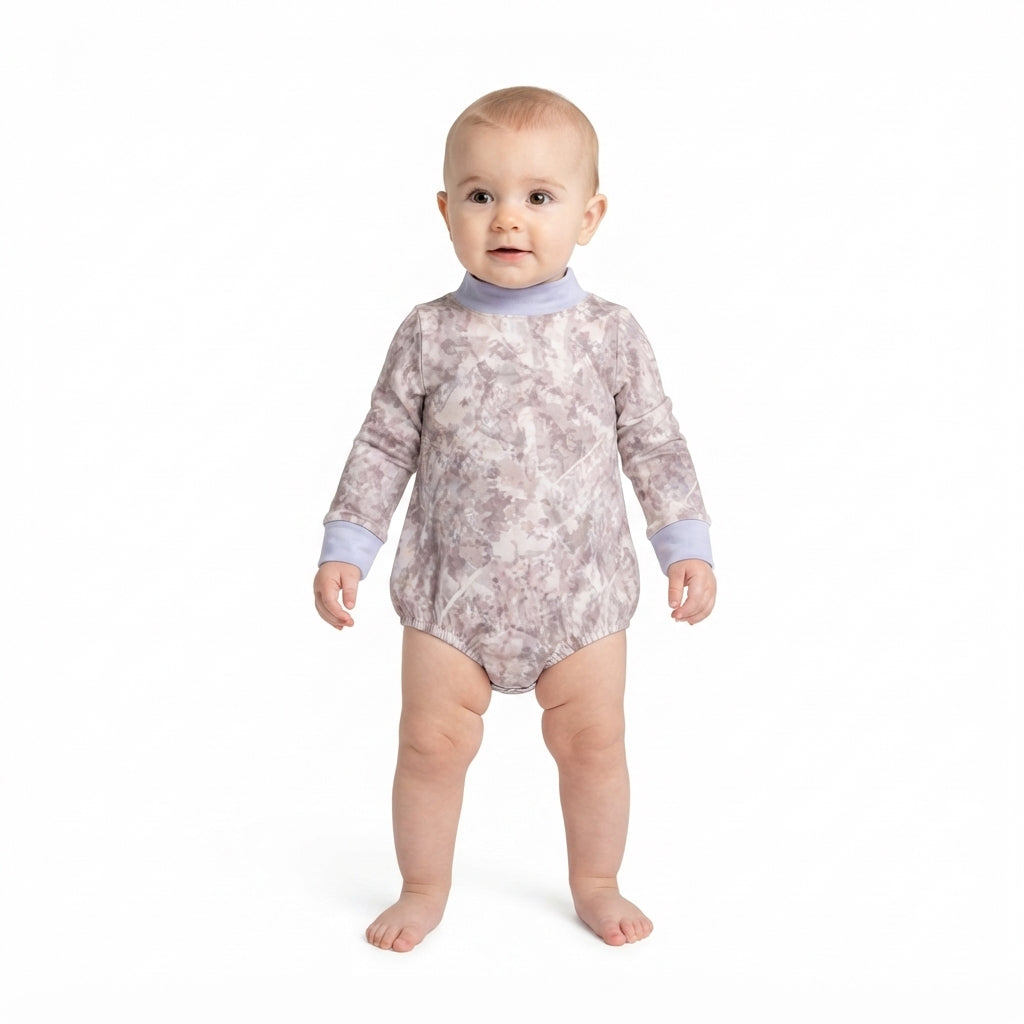 Long sleeves leaves camo mock neck baby boy fall active romper