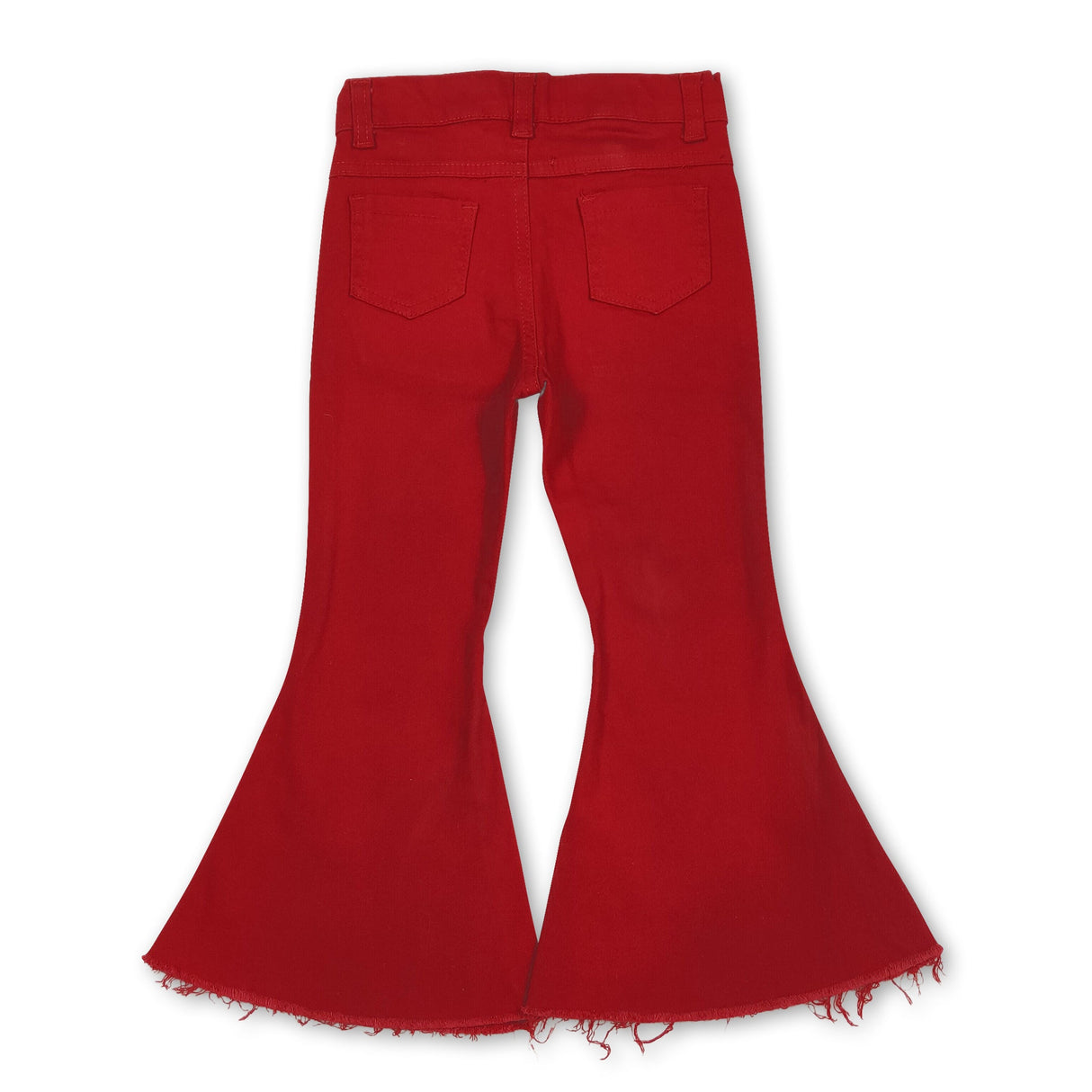 Red adjustable waistband kids girls denim pants