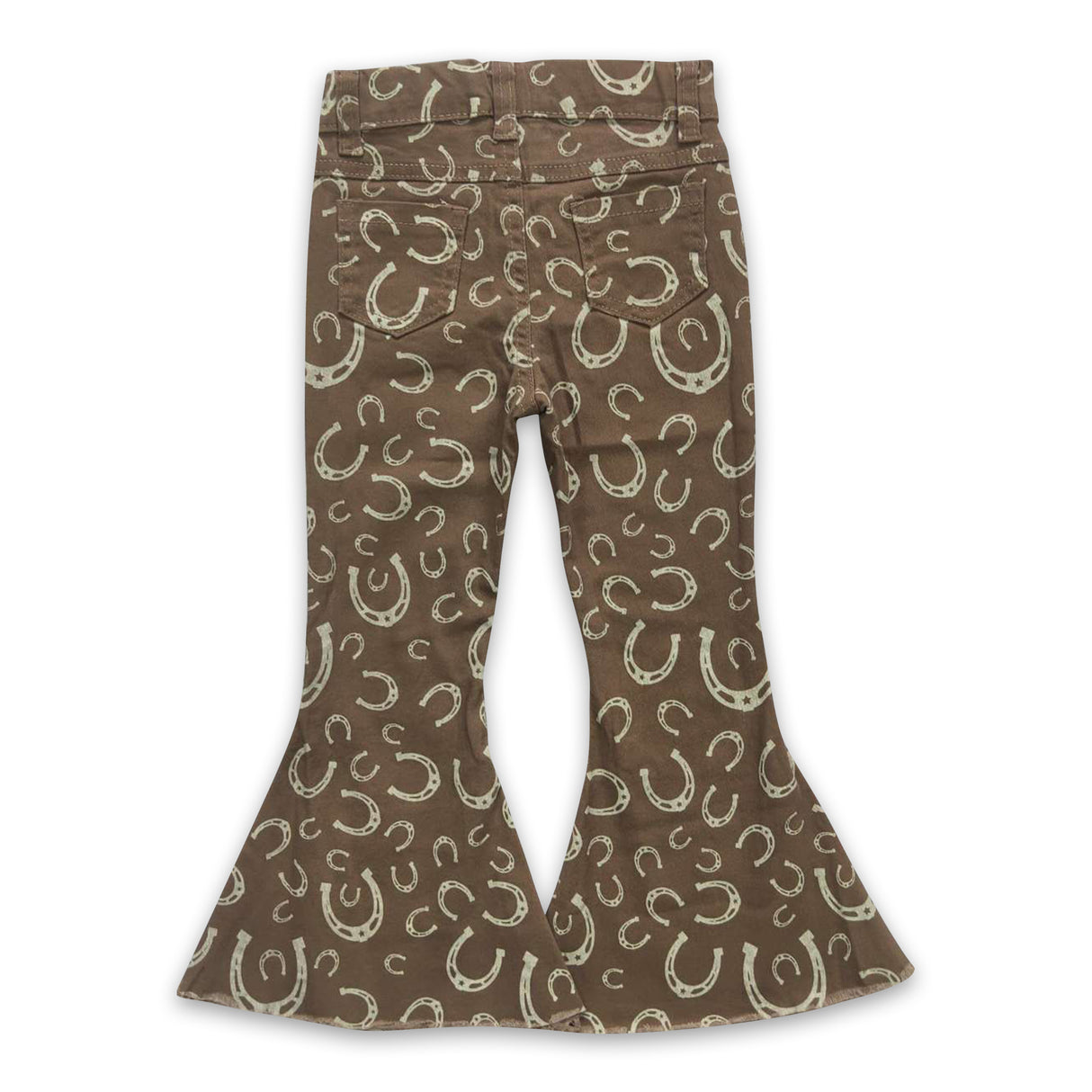 Brown Horseshoes denim pants girls western jeans