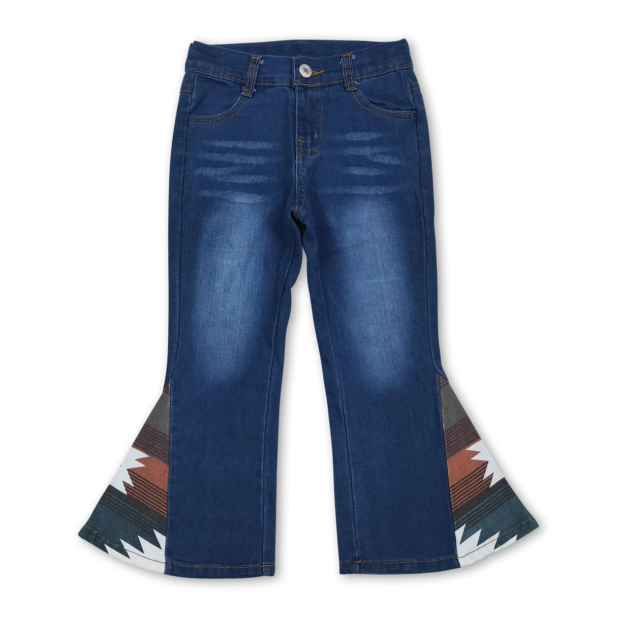Blue aztec bell bottom pants girls western jeans