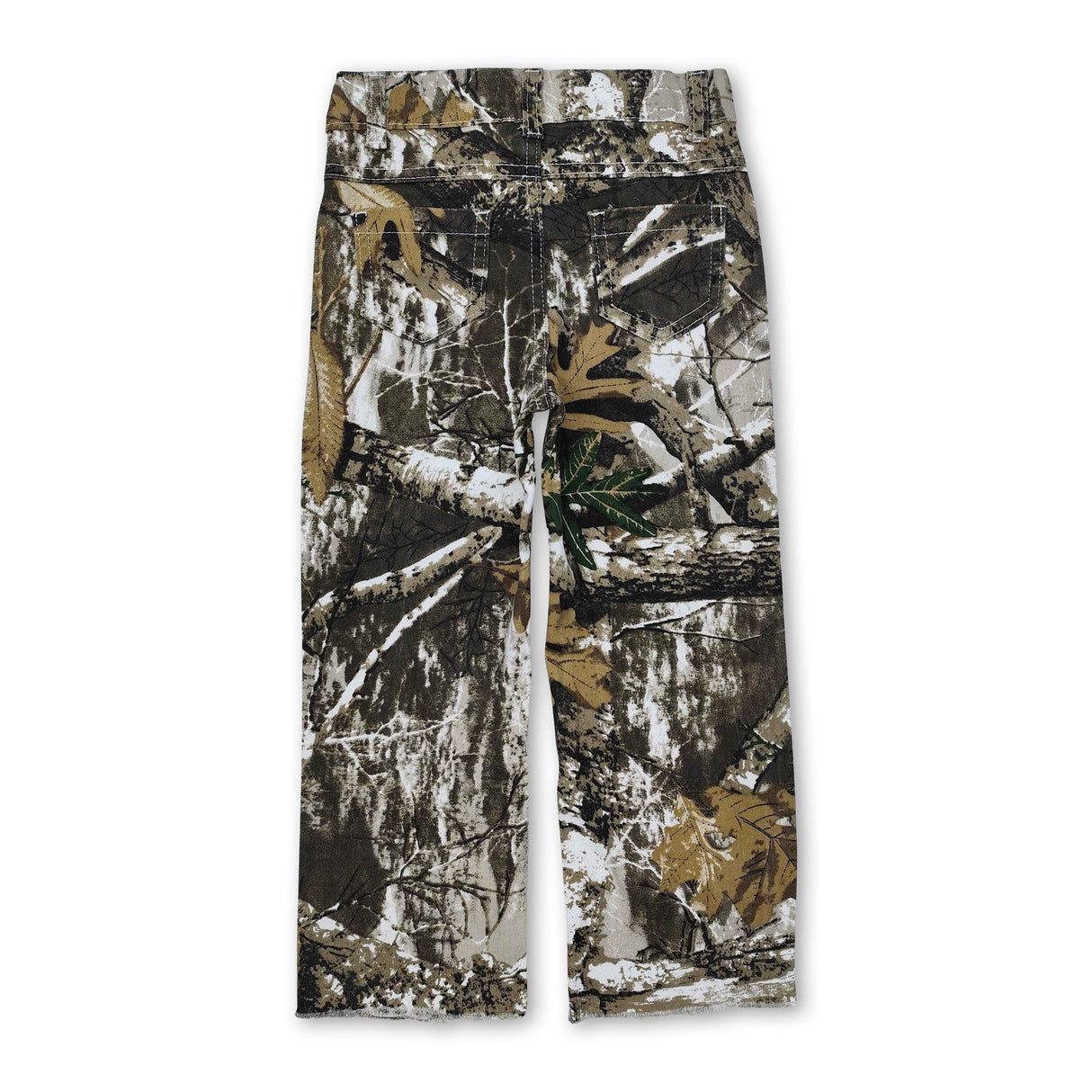 Leaves hole denim pants kids boys hunting jeans