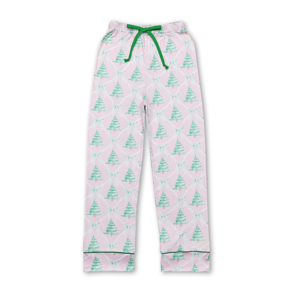 Pink Christmas tree bow adult women pants sleepwear bottom