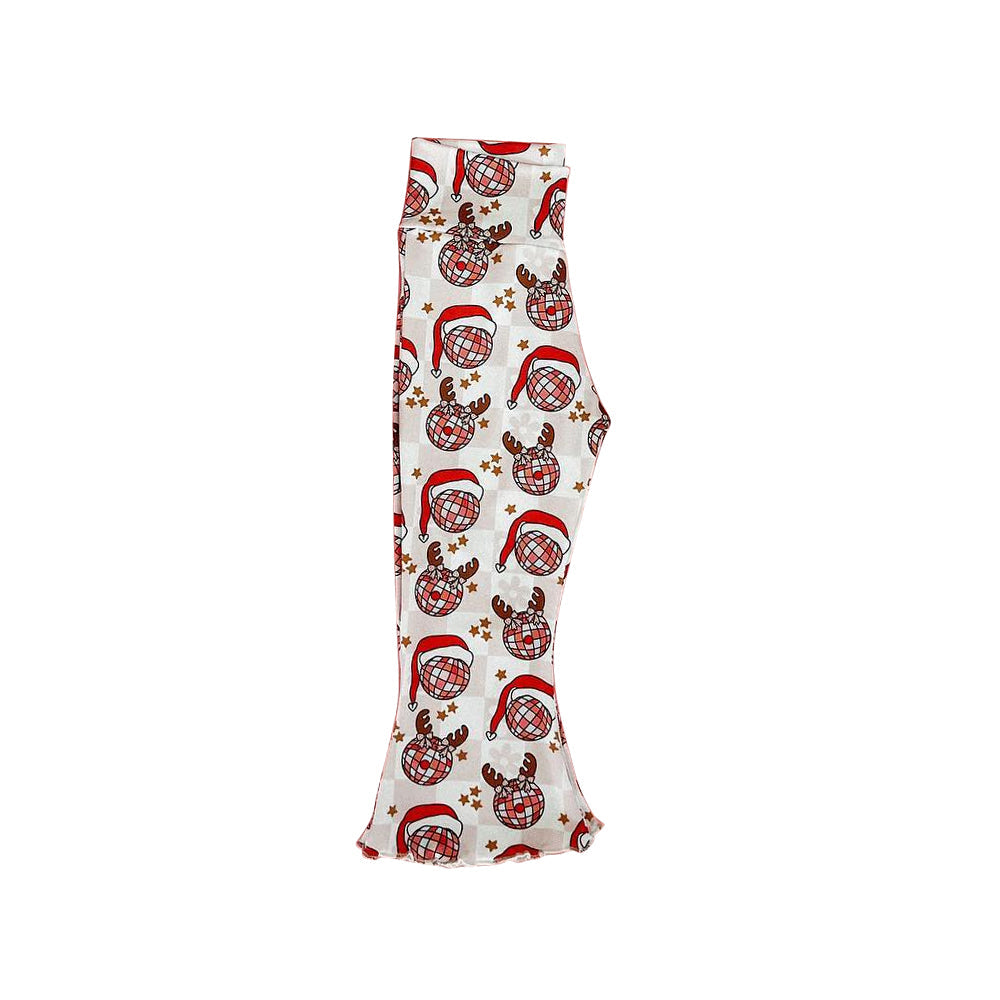 Christmas hat deer kids girls bell bottom pants