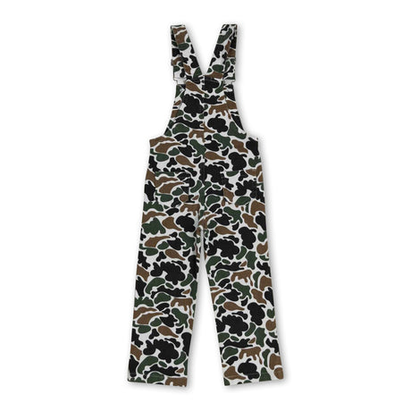 Brown camo hunting denim kids boy overalls