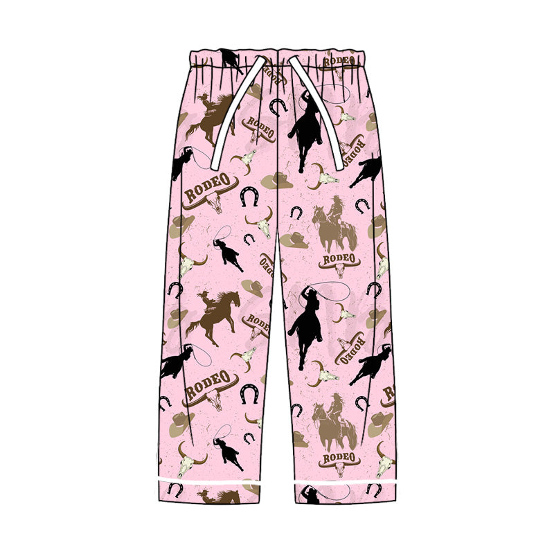 Pink bull skull rodeo western adult women sleepwear bottom