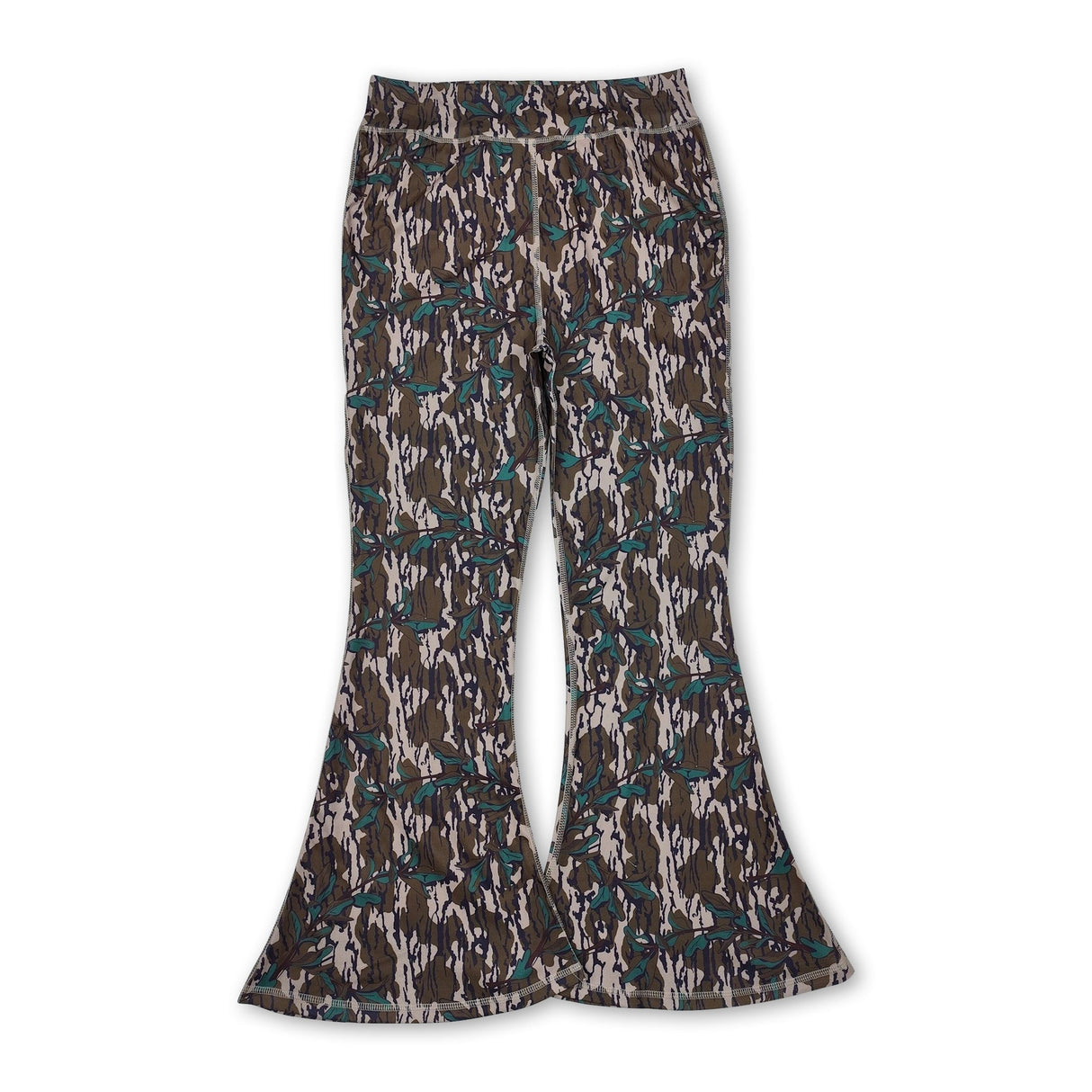 Camo leaves adult women yoga bell bottom pants