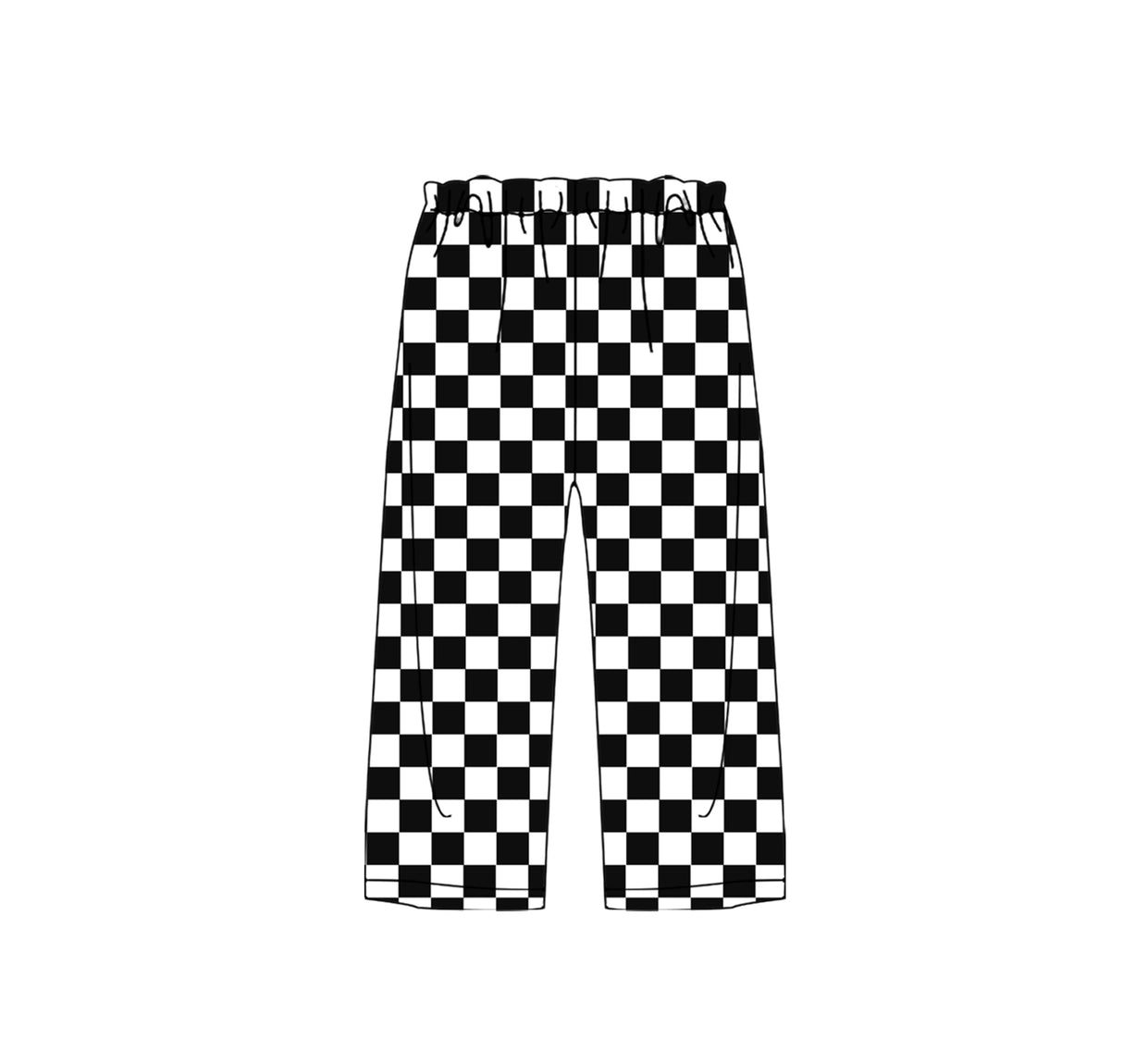 Black plaid print kids girls sleepwear pants