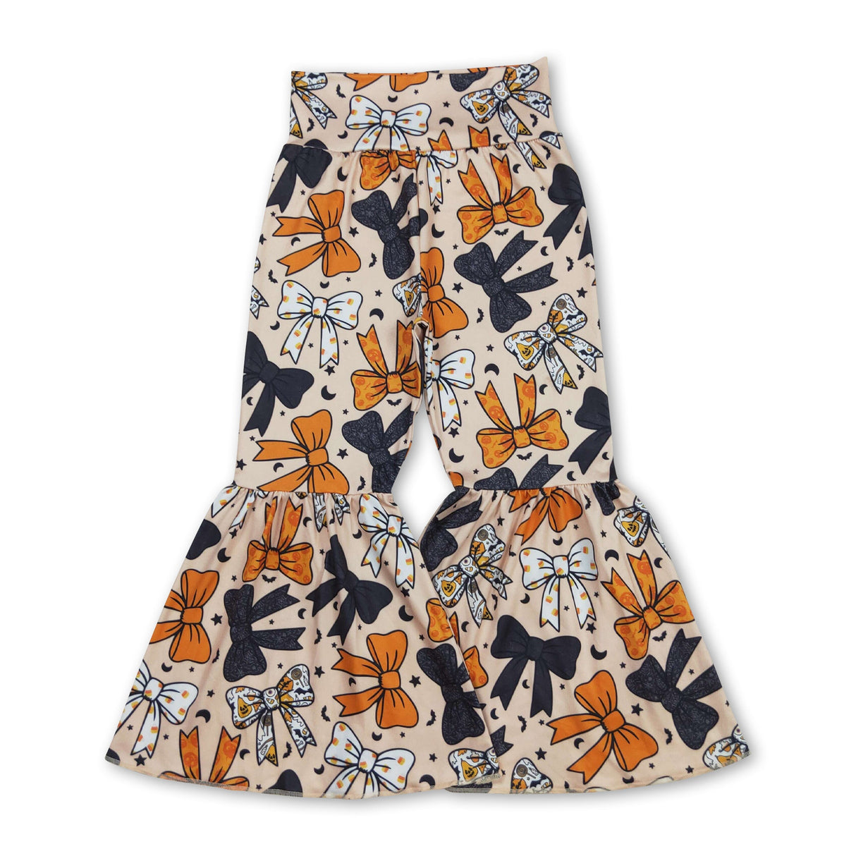 Black orange candy corn bow girls Halloween pants