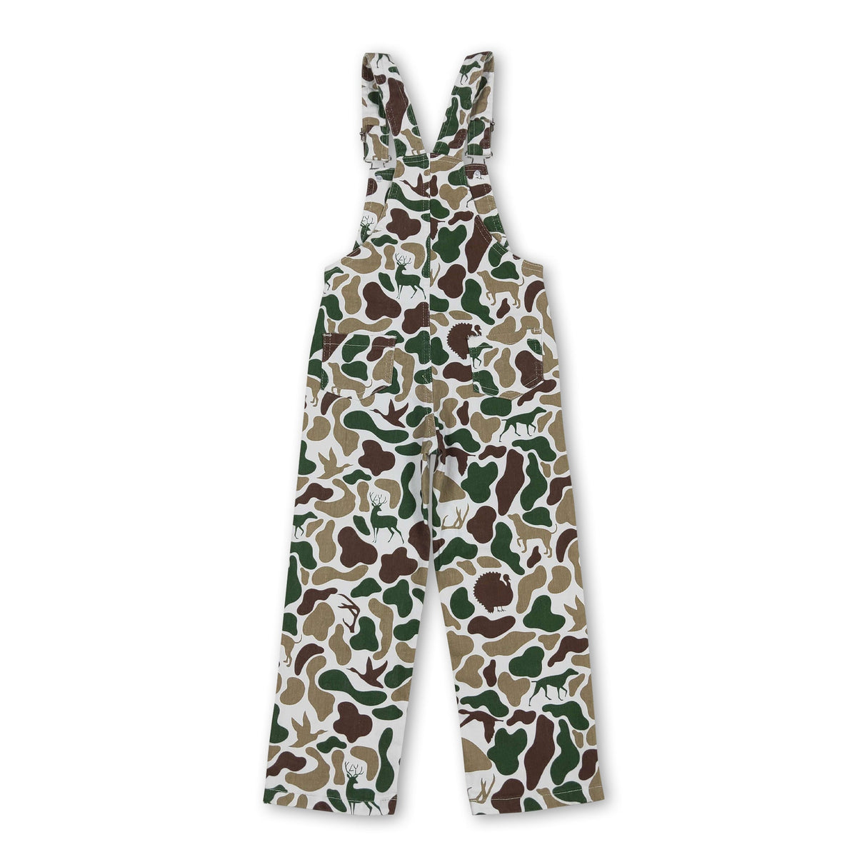 Hunting dog deer duck turkey kids boys denim overalls