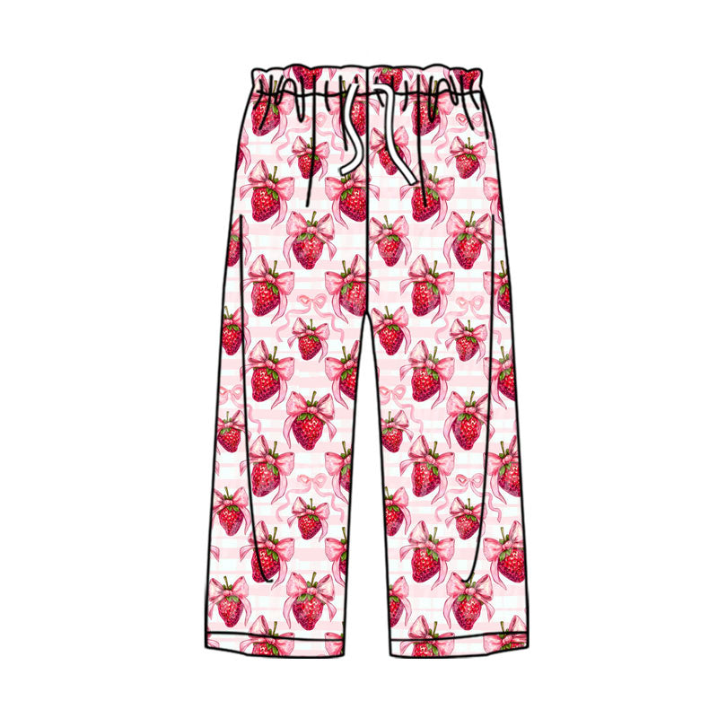 red strawberry adult women elastic waist pants
