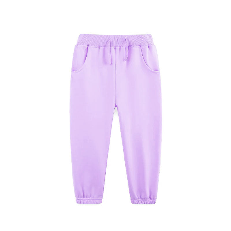 purple solid baby kids elastic waist pants