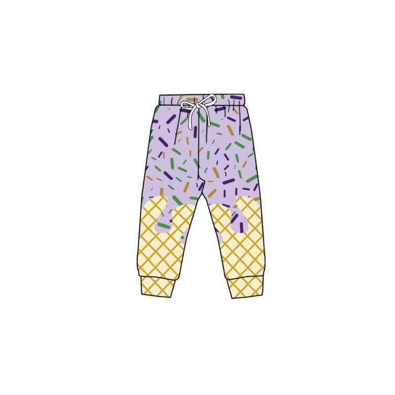 purple green icr scream drip baby kids elastic waist pants