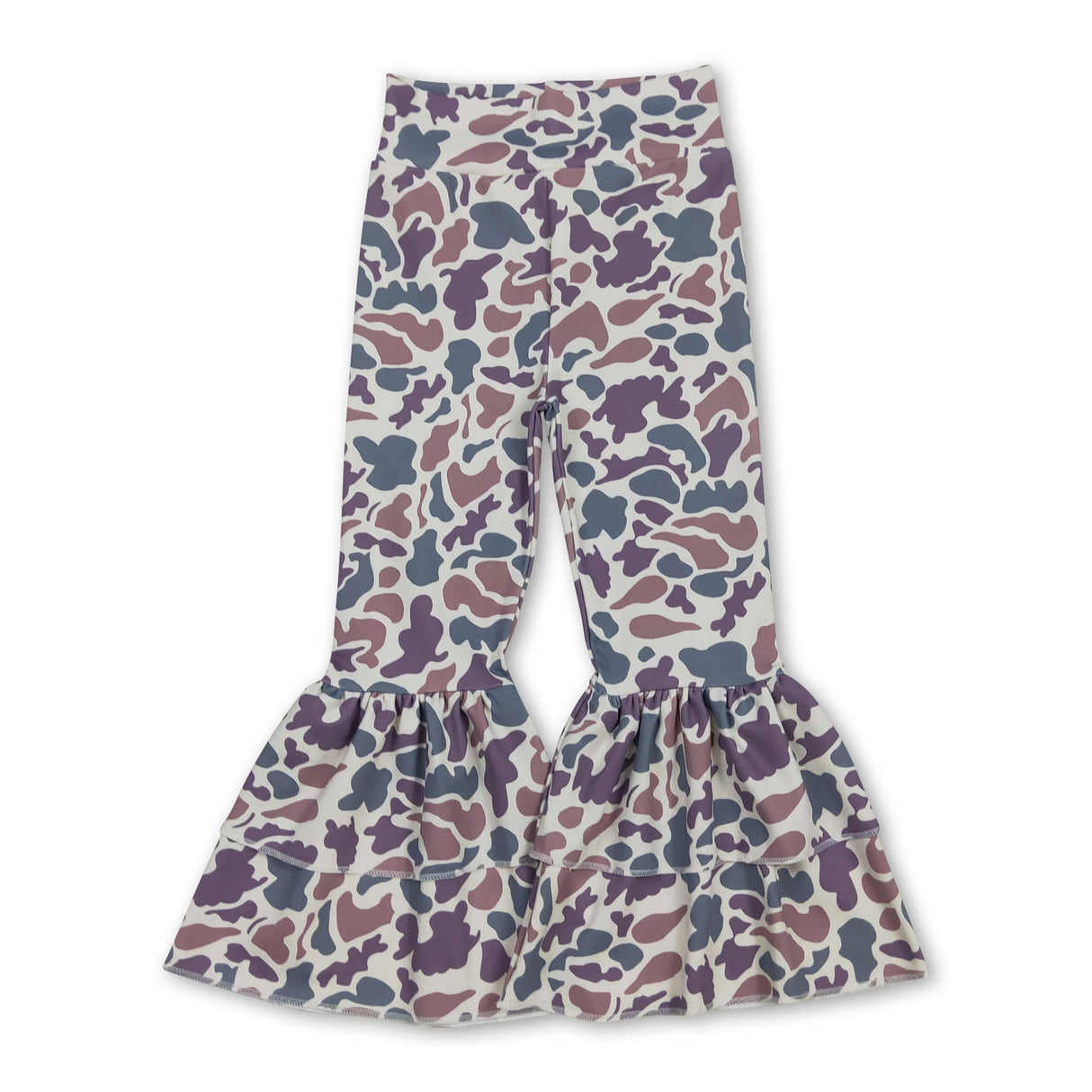 Camo double ruffle kids girls active yoga pants