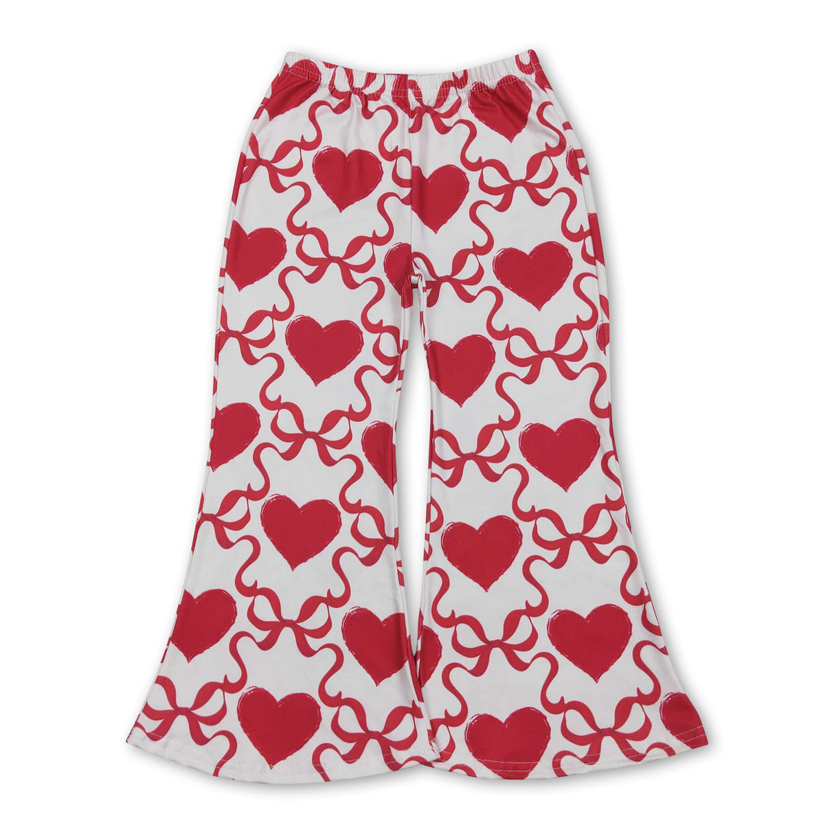 red bows heart baby kids elastic waist valentine's pants