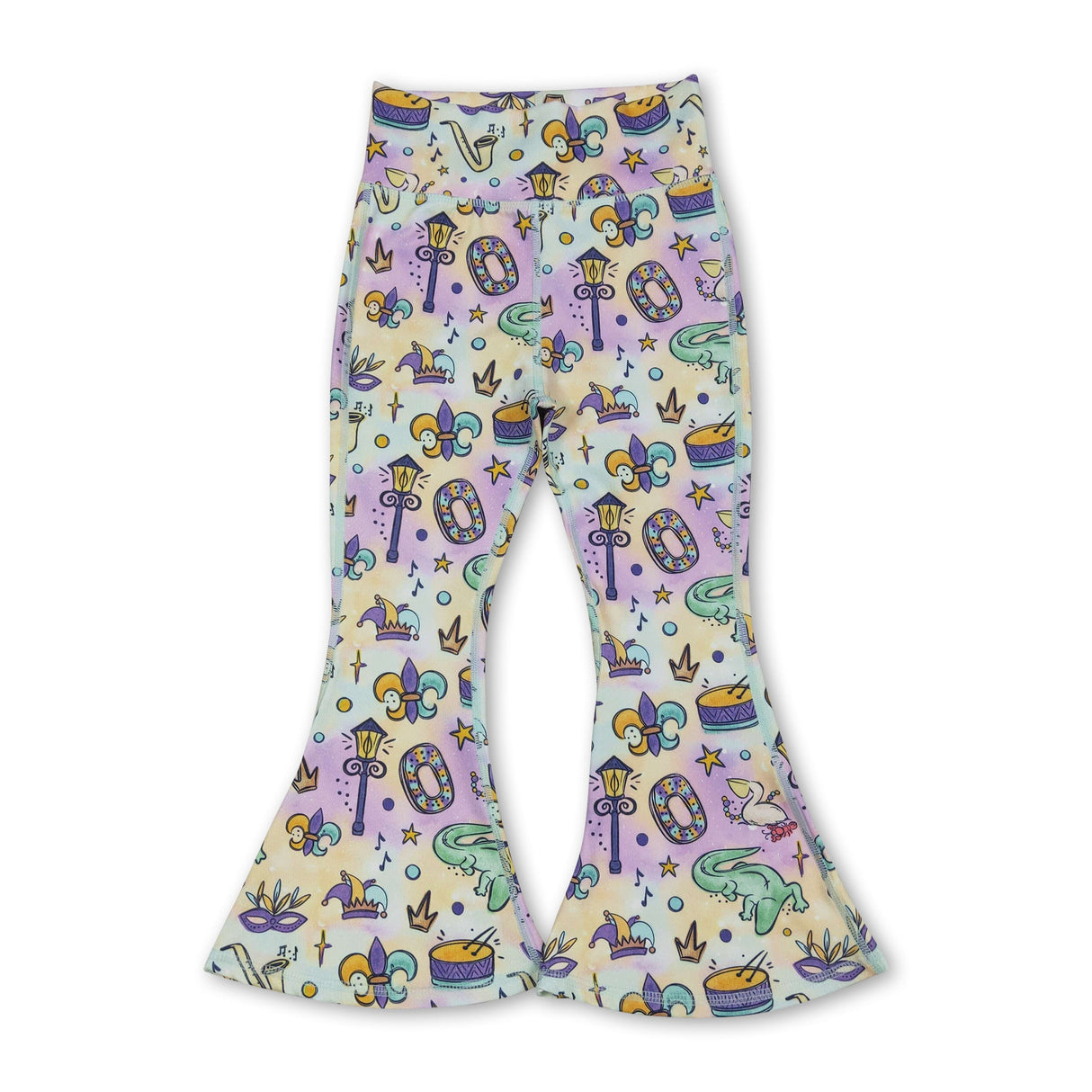 Crocodile pelican kids girls Mardi Gras yoga pants