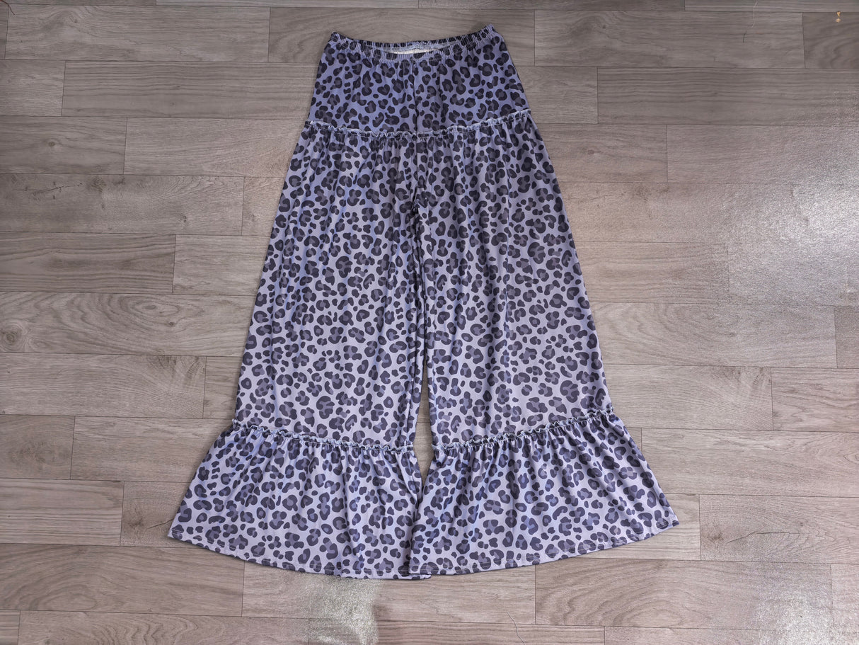 Black leopard patchwork kids girls fall pants