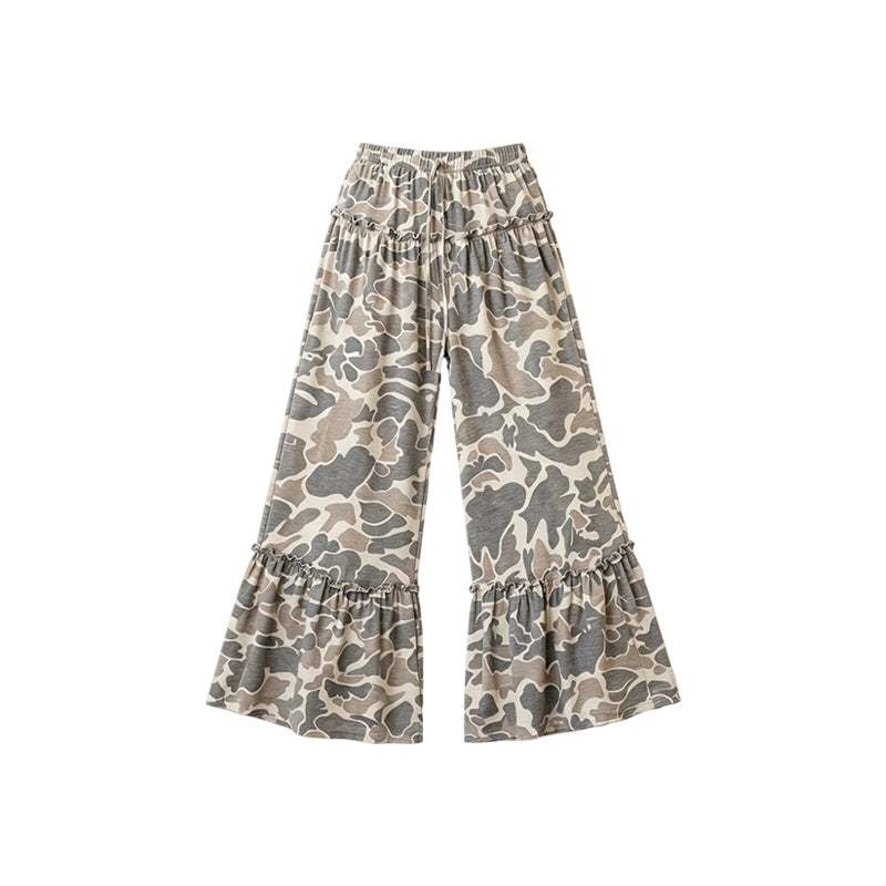 Khaki camo patchwork kids girls fall pants