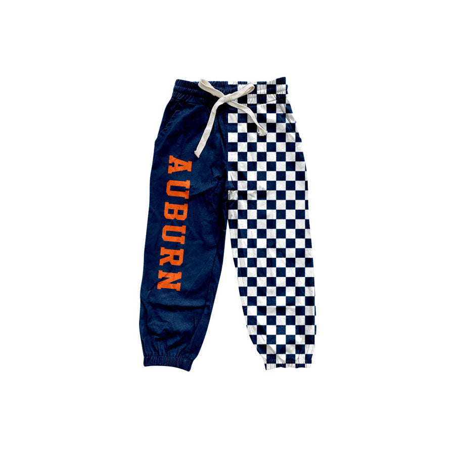 Navy plaid patchwork kids boys team pants