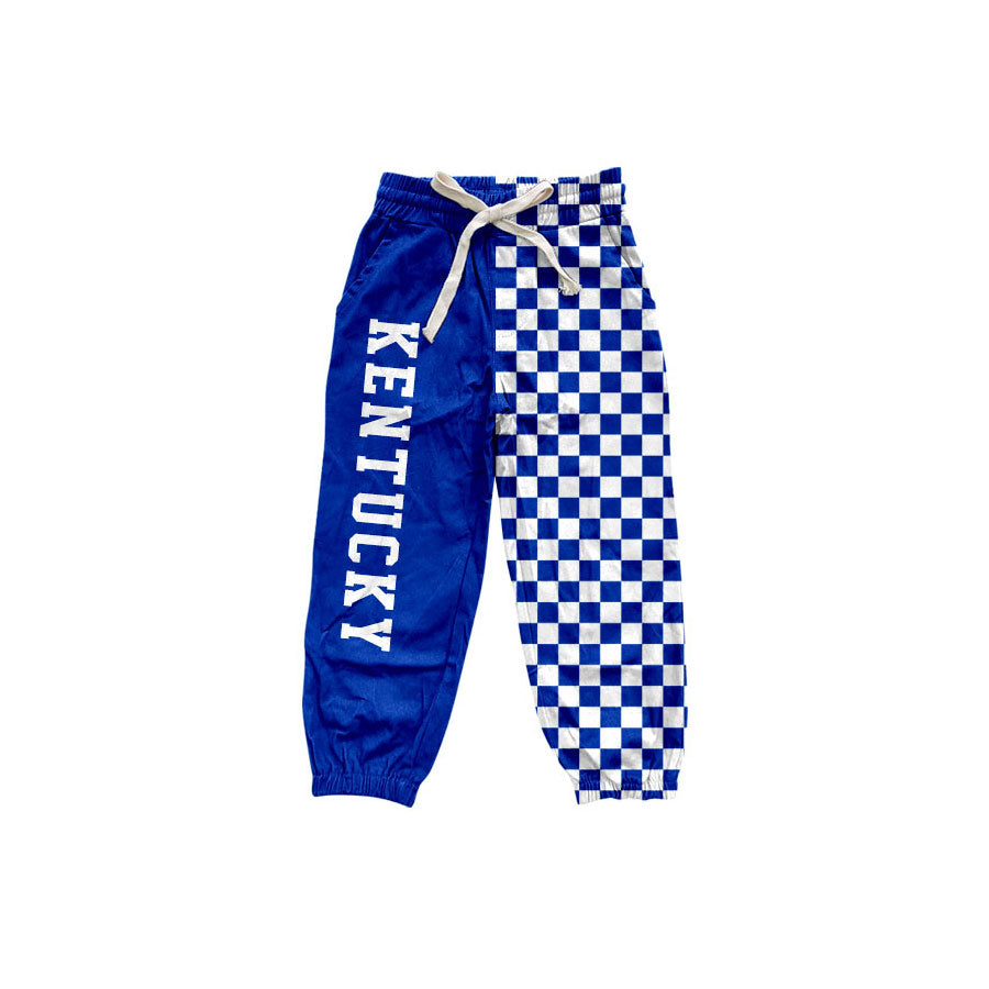 Blue U K plaid patchwork kids boys team pants