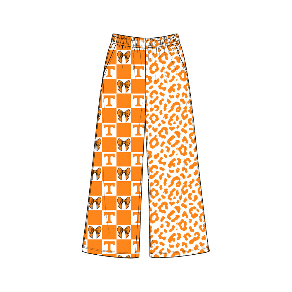 T orange bow plaid leopard adult women team pants