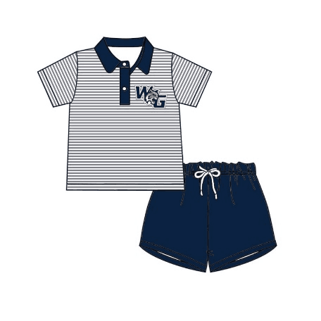 Deadline May 6 Navy W G stripe polo shirt shorts boys team clothes