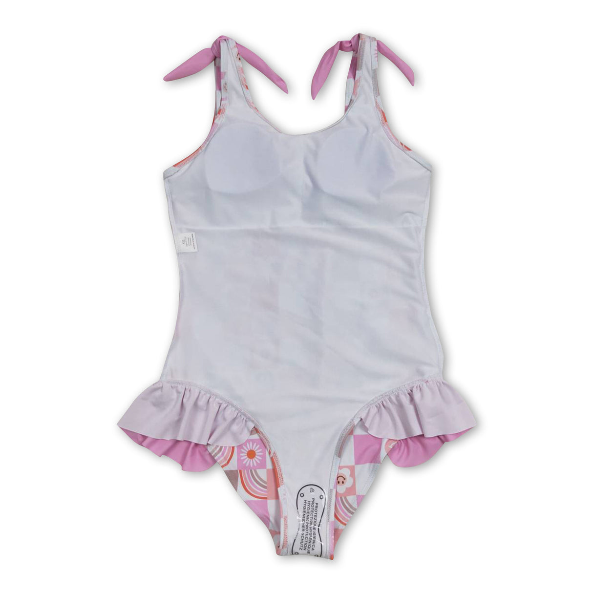 Sun smile rainbow plaid baby girls summer boho swimsuit