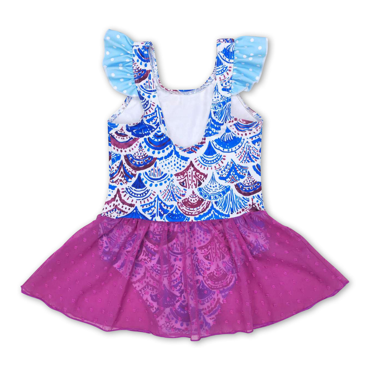 Mermaid scale purple skirt one pc cute girls swimsuit