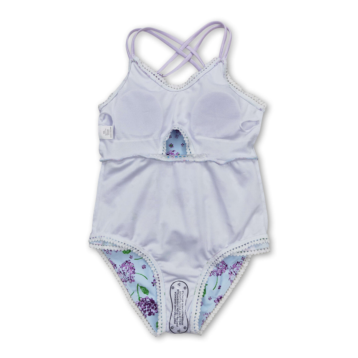 Lavender floral girls one pc summer swimsuit