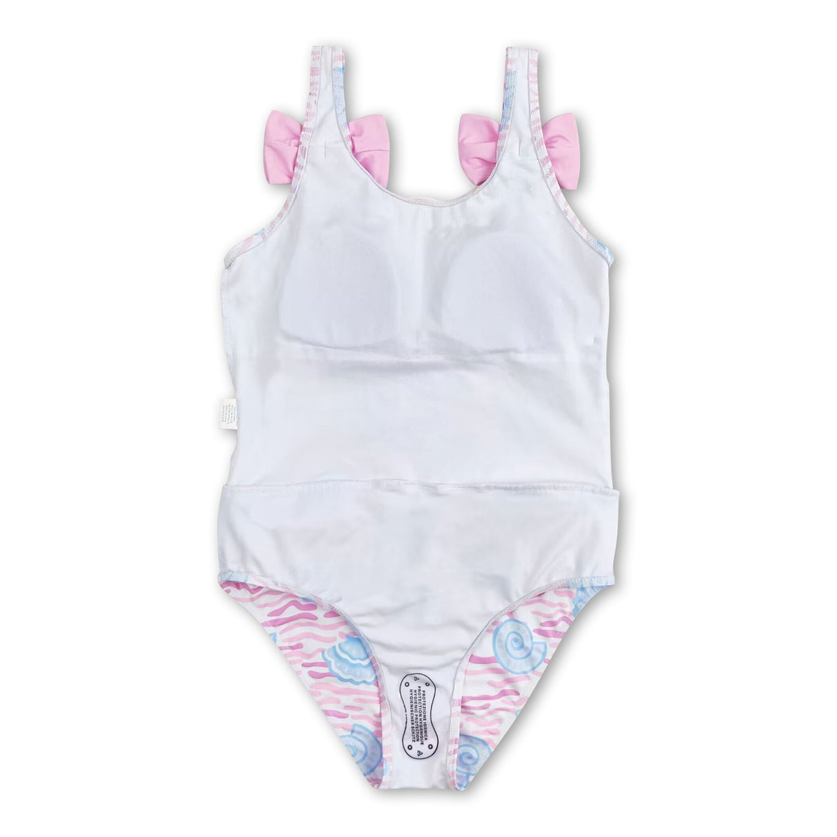 Pink bow shells one pc girls summer swimsuit
