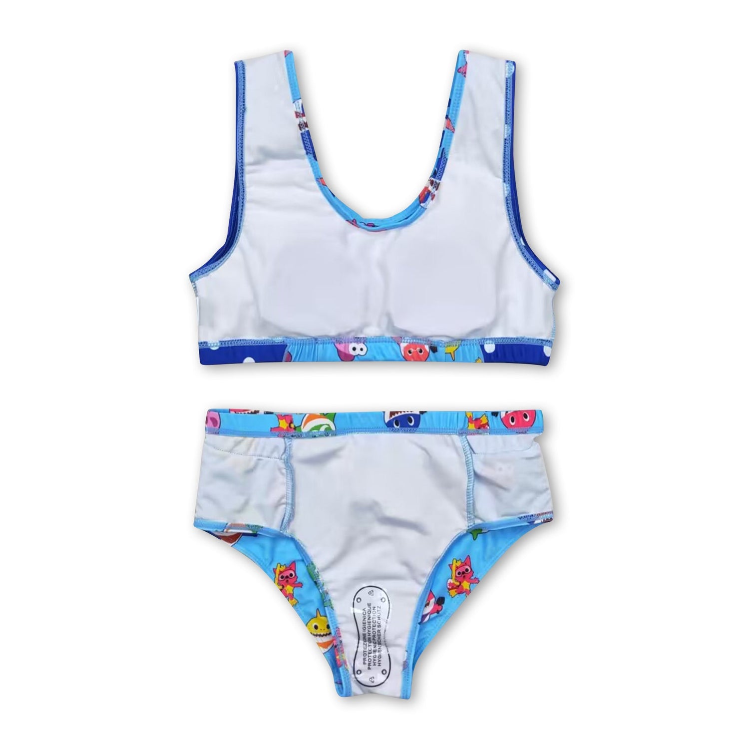 Blue polka dots shark baby girls summer swimsuits