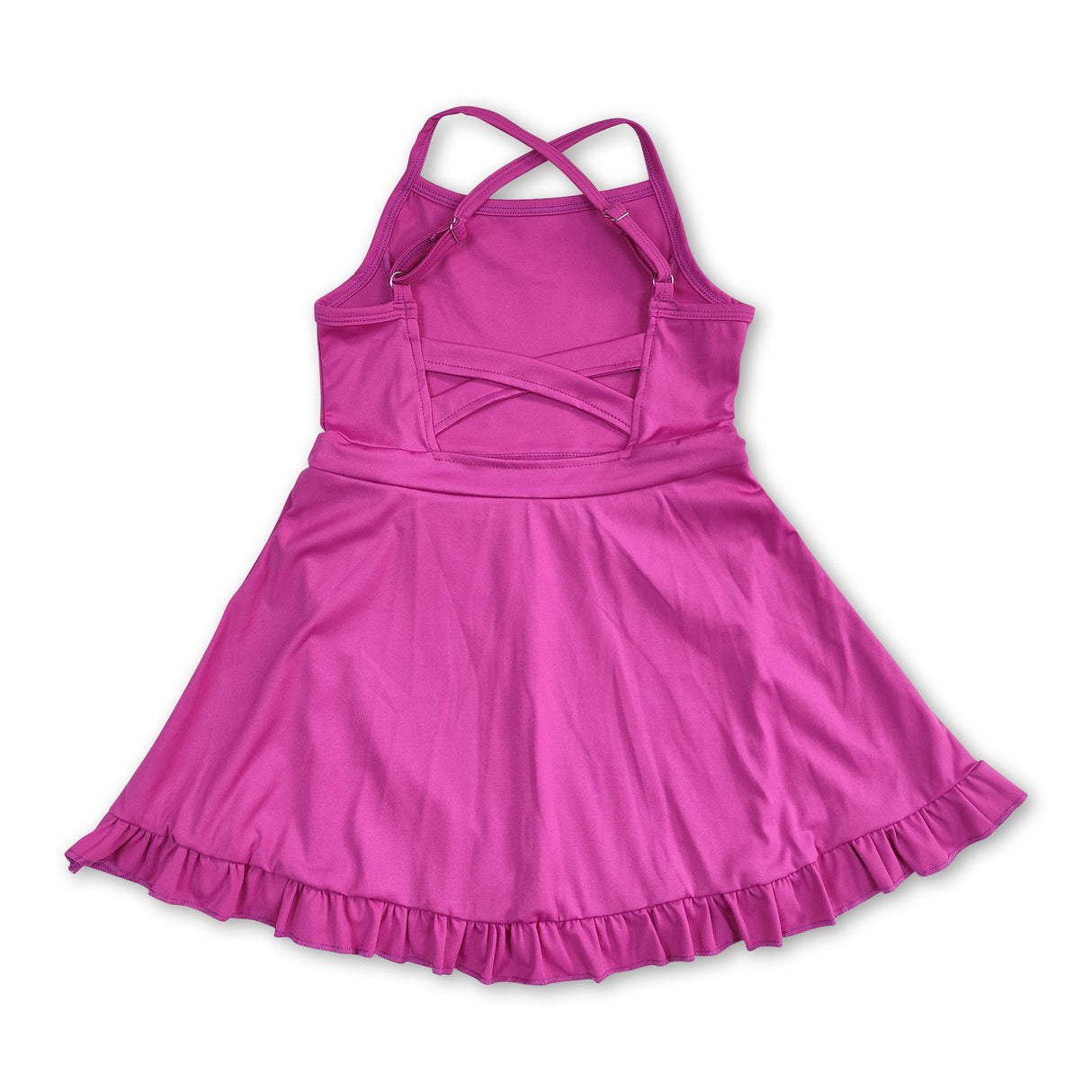 Dark pink straps ruffle baby girls summer active wear