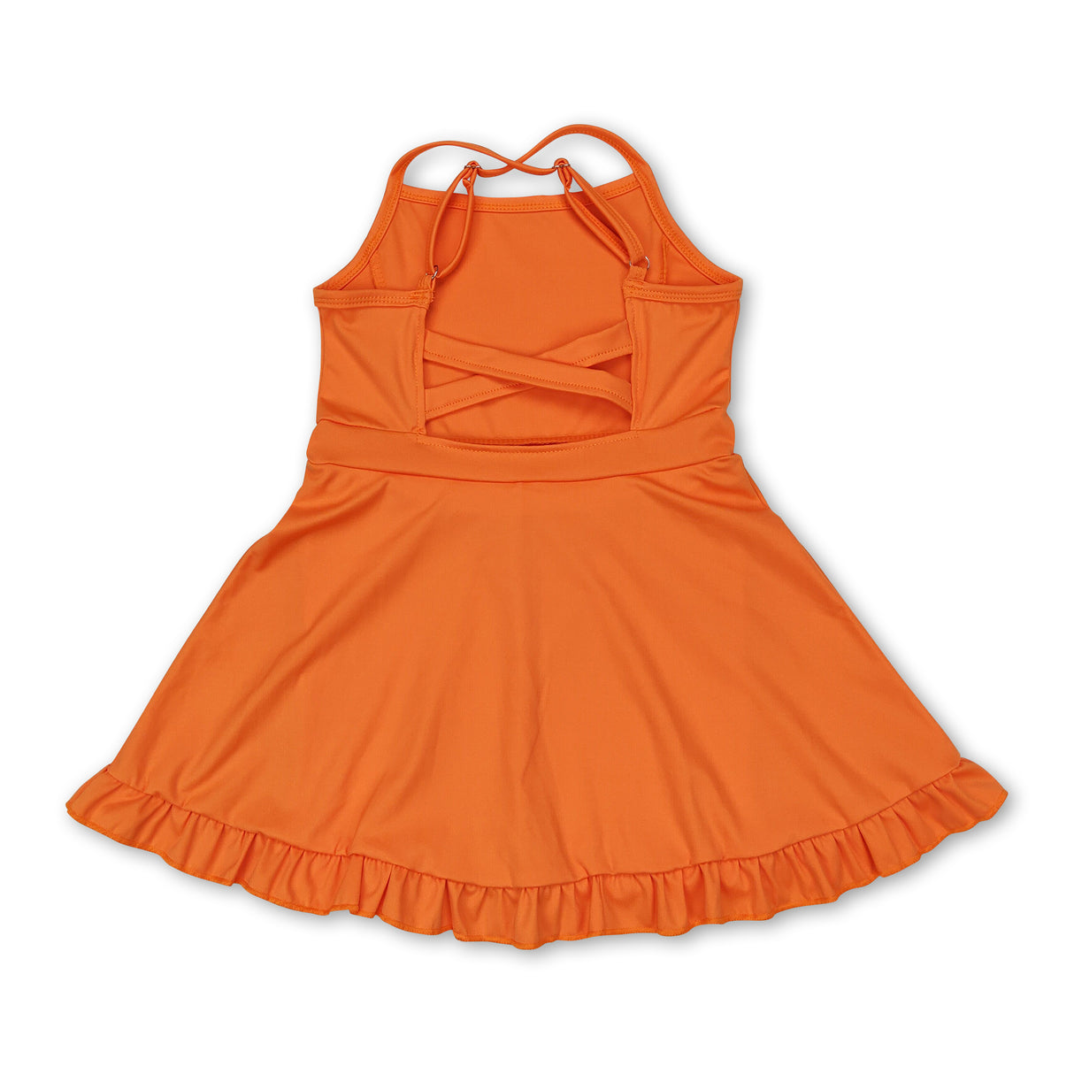 Orange straps ruffle baby girls summer active wear