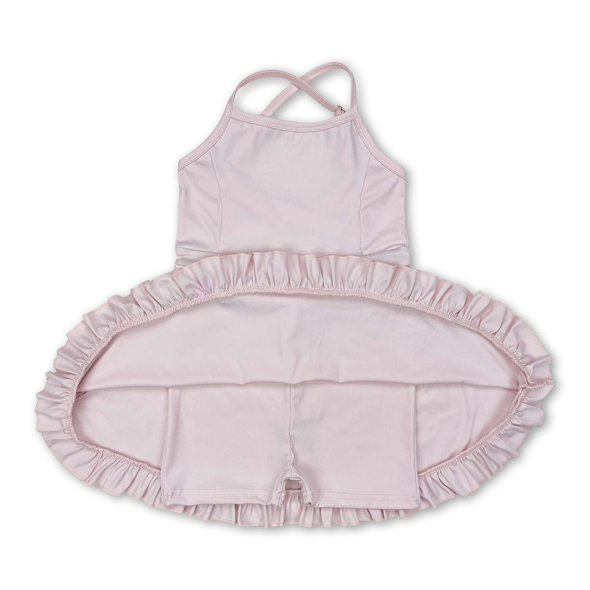 Pink straps ruffle baby girls summer active wear