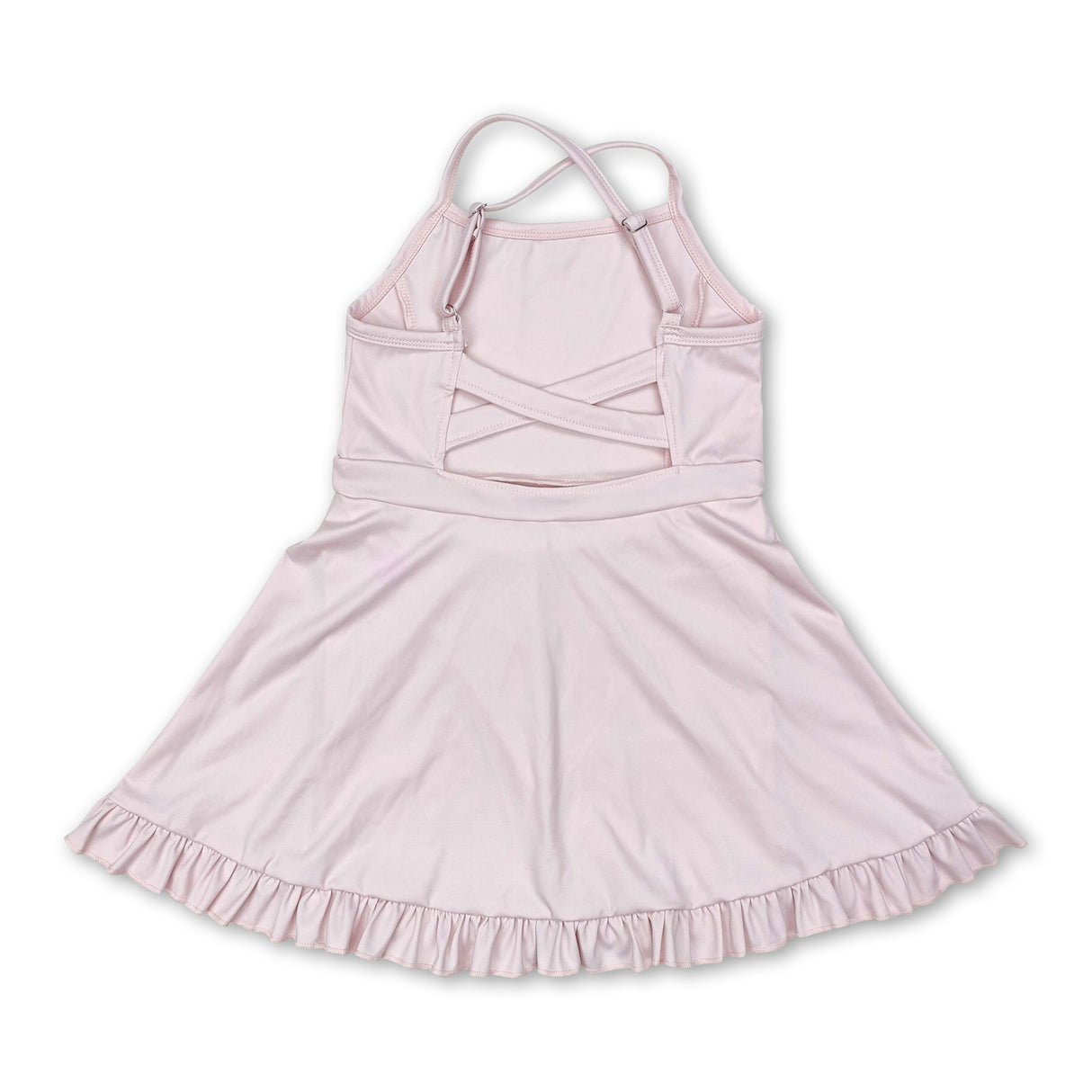 Pink straps ruffle baby girls summer active wear