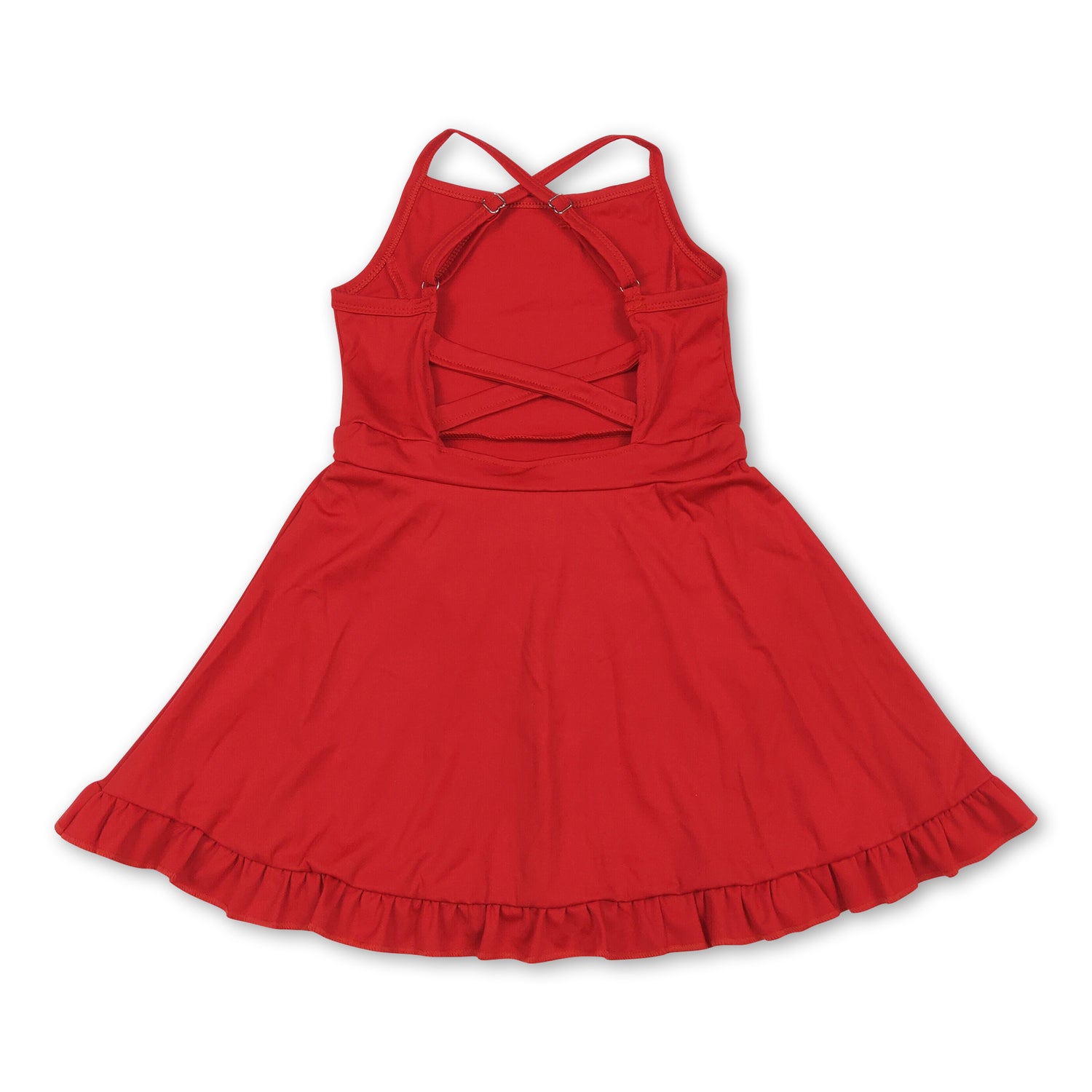 Red straps ruffle baby girls summer active wear