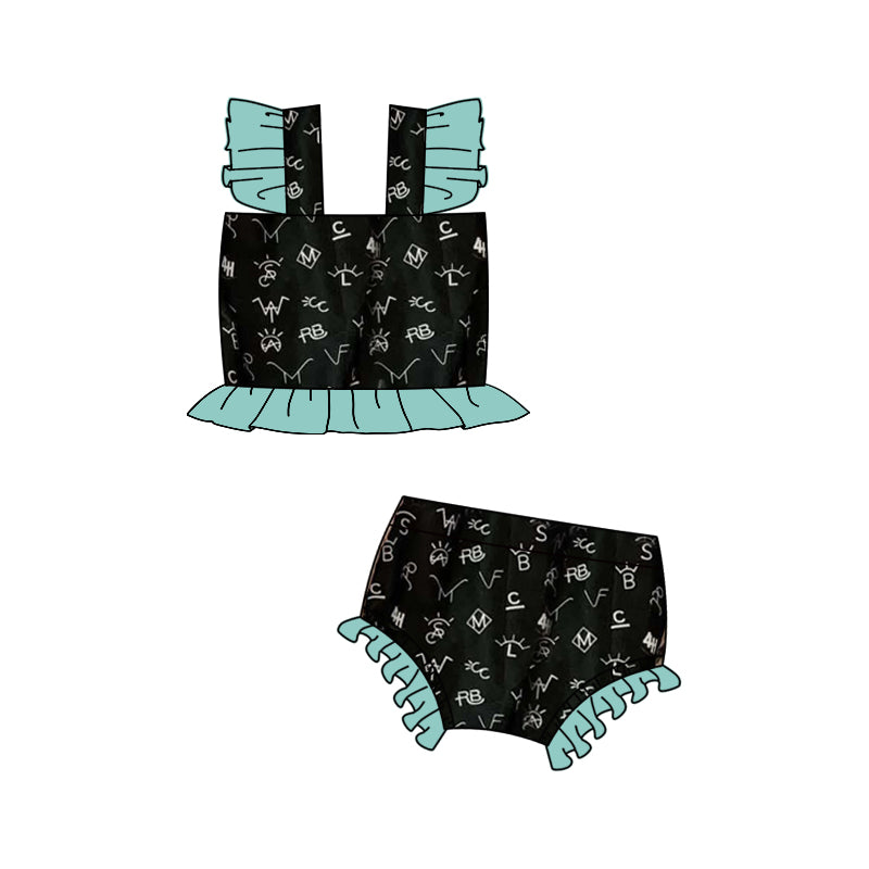 Black cow brands western girls 2 pcs summer swimsuit