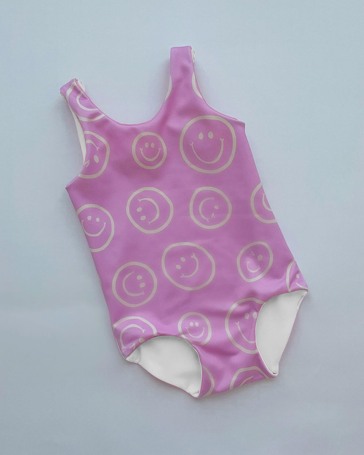 Pink sleeveless smile baby girls summer swimsuit