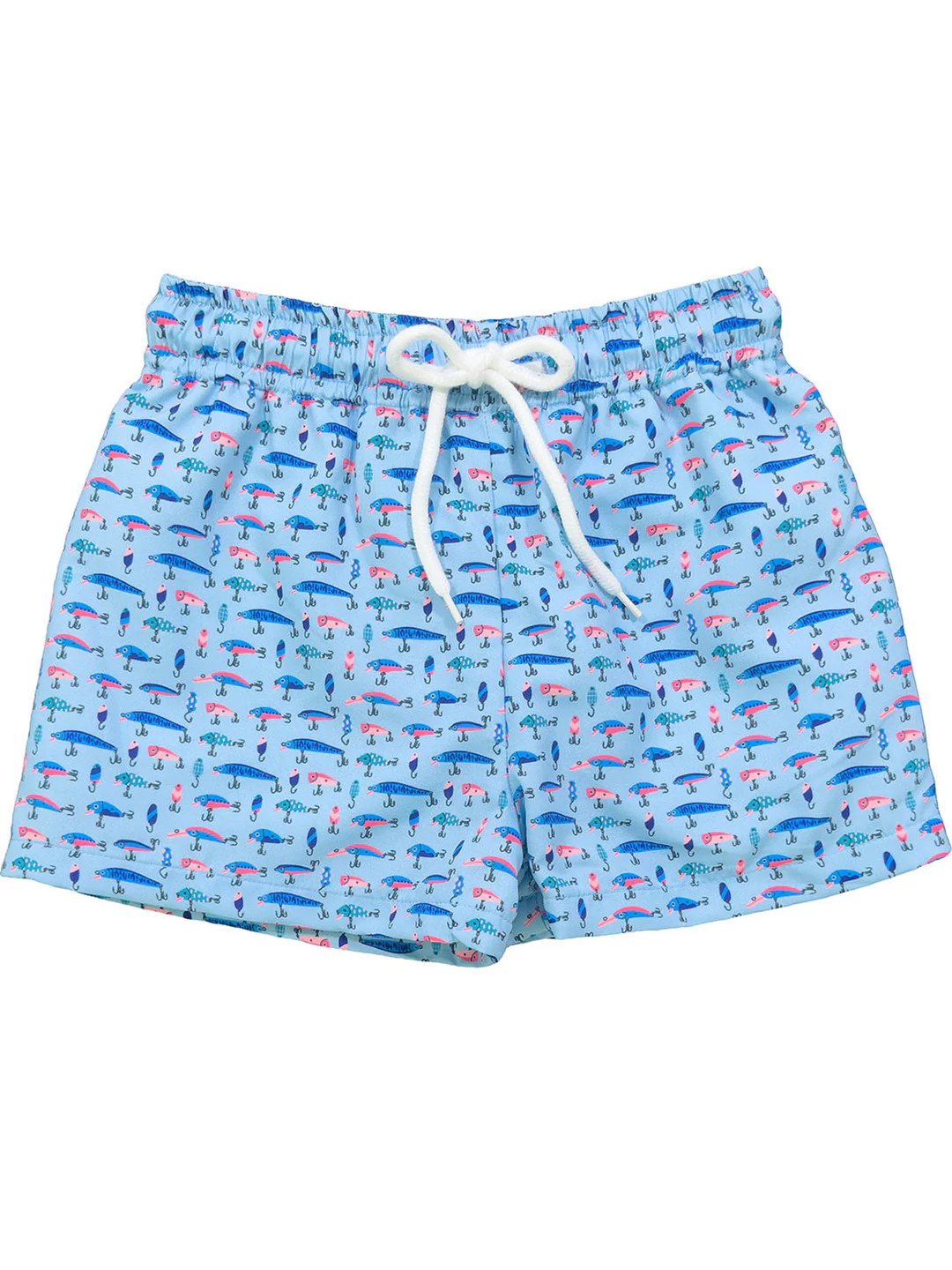 Blue fishing lure kids boys summer swim trunks