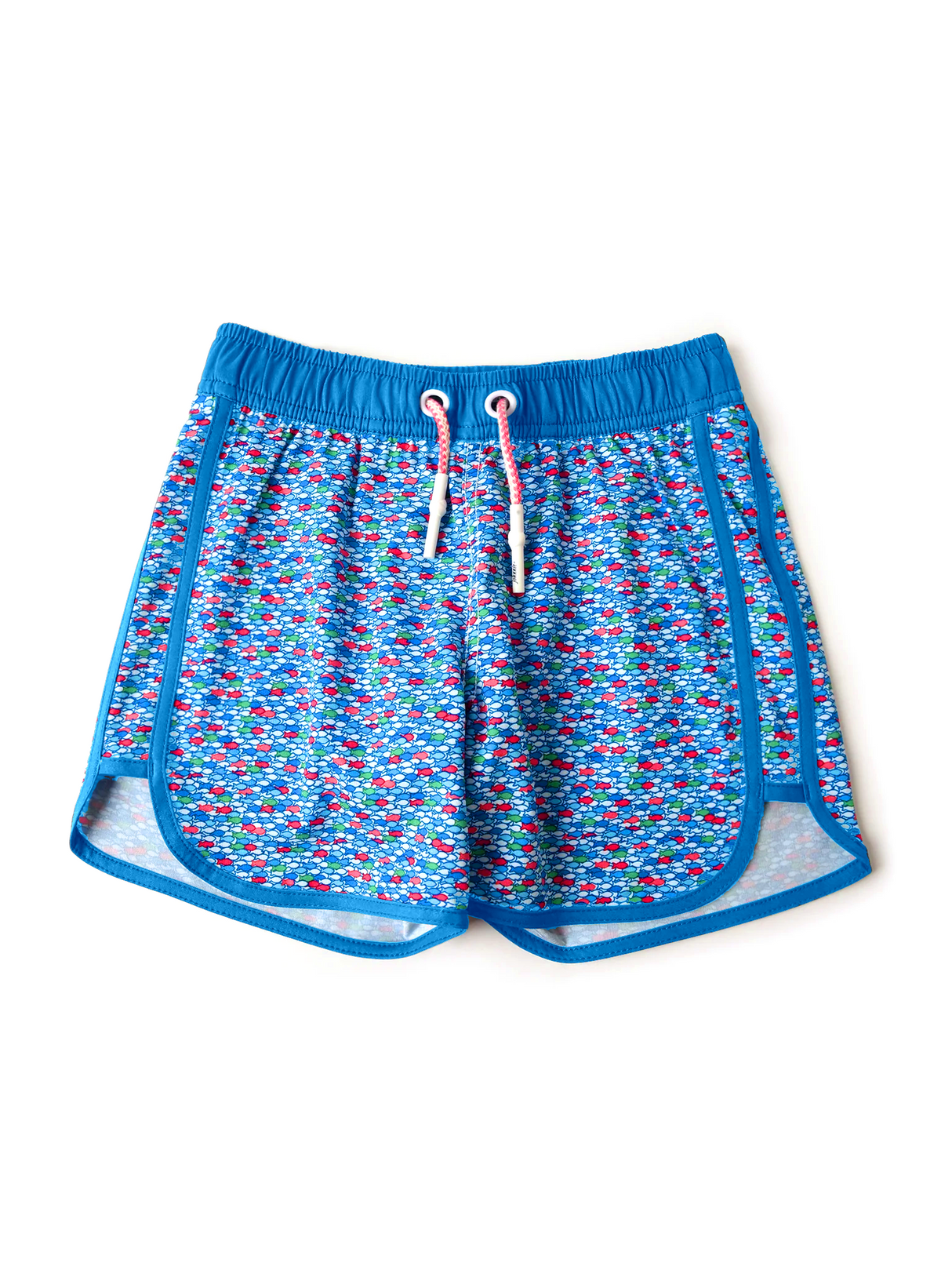 Blue colorful fish toddler boys summer swim trunks