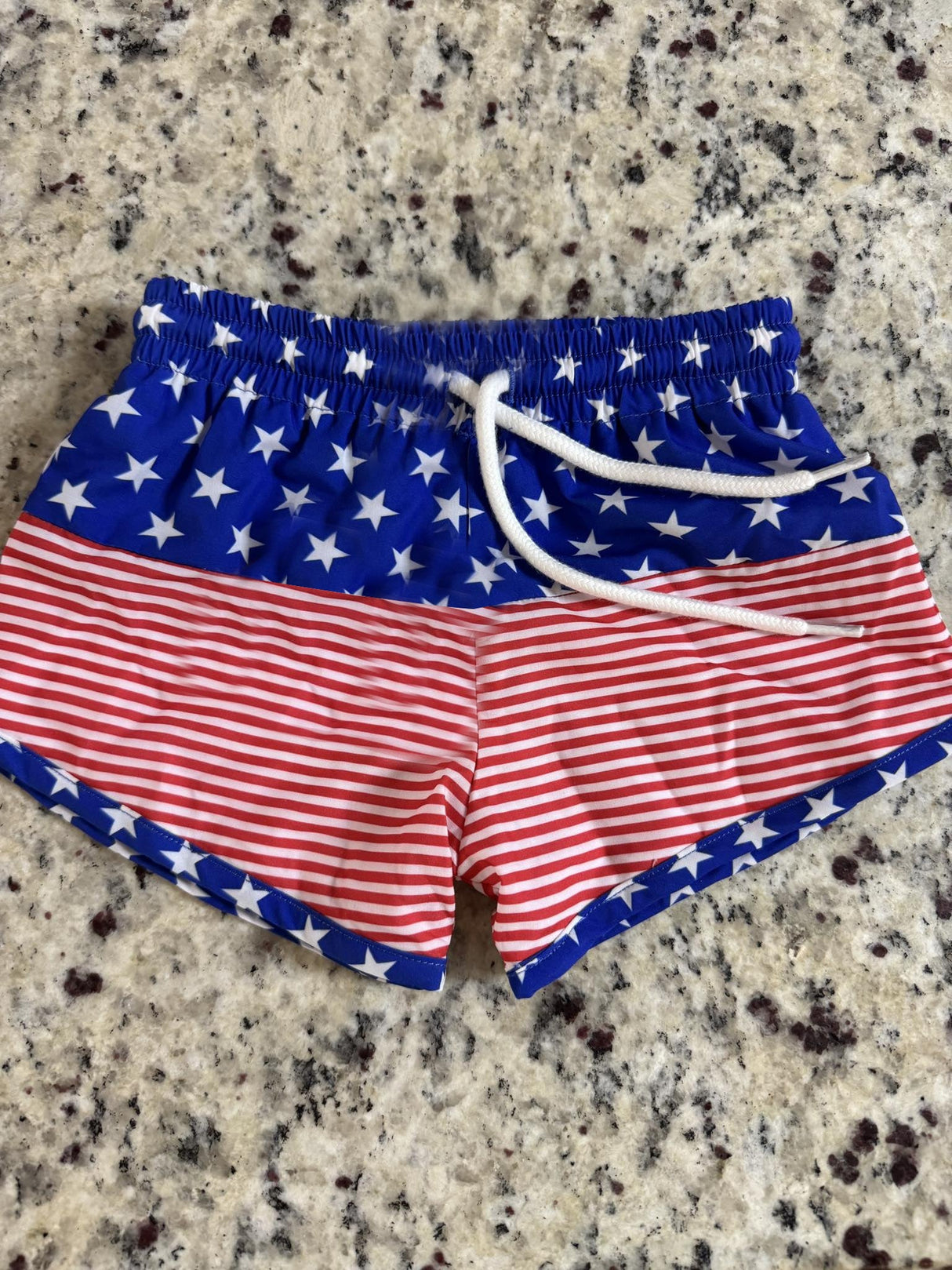 Blue stars stripe kids boys 4th of july swim trunks