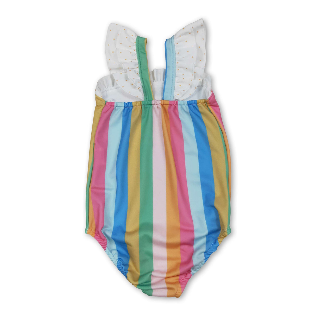 Flutter sleeves colorful stripe baby girls swimsuit