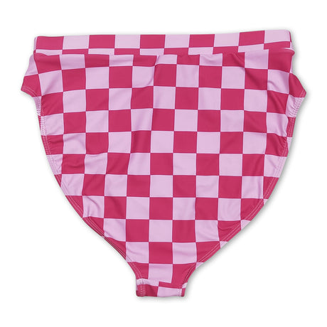 Hot pink plaid adult women summer swim bottoms