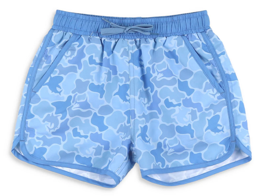 blue camo duck baby boys summer swim trunks