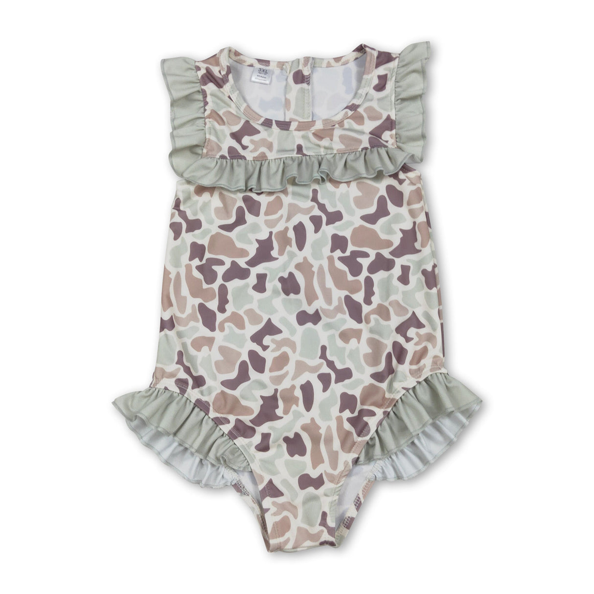 Ruffle camo hunting baby girls one piece swimsuit